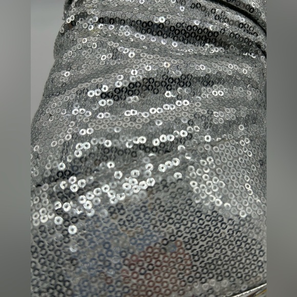 Michael Kors Luna Sequin Boots Silver Pointed Toe Slouchy Heels Women’s 8M NIB - Picture 11 of 15